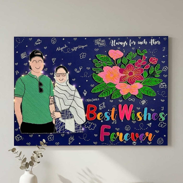 Photo Personalized String Art Couple Portrait Wooden Name Plate