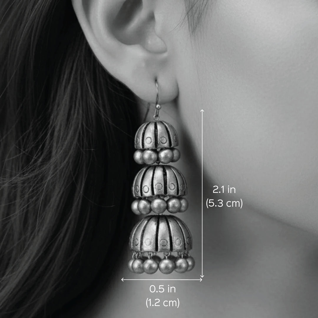 Handmade Triple Dome Terracotta Earrings