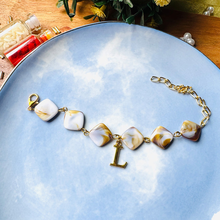 Handmade Personalised Initial Charm Bracelet Rakhi With Roli Chawal For Brother