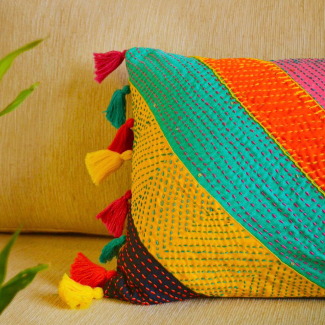 Multicolor Banjaran Kantha Cotton Cushion