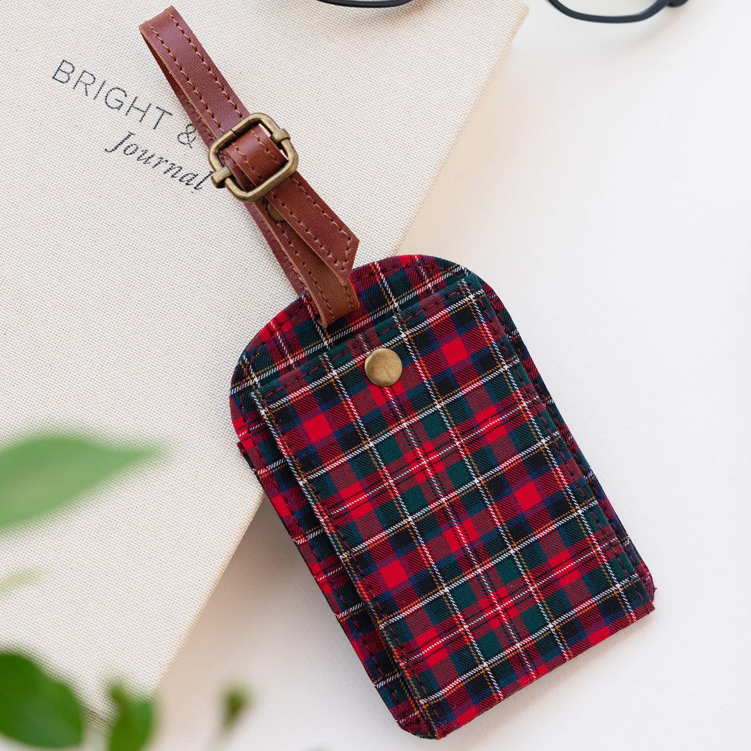 Plaid Handmade Red Luggage Tag