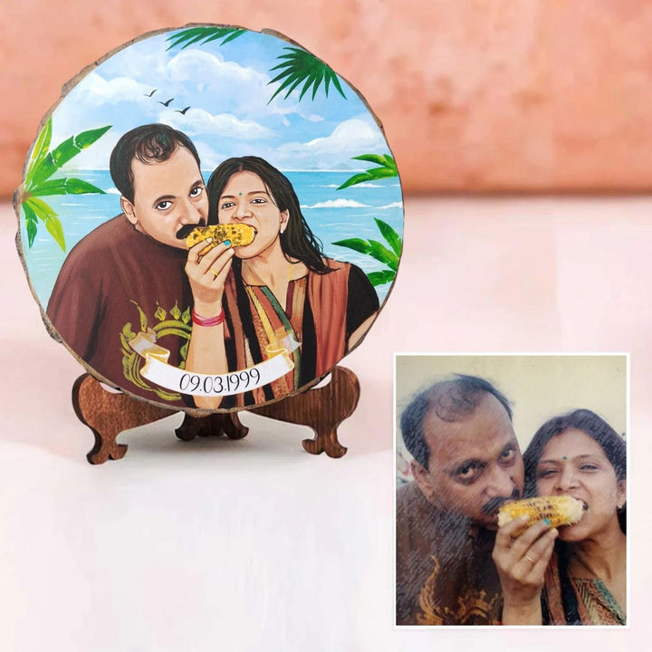 Photo Caricature Bark Nameplate with Stand