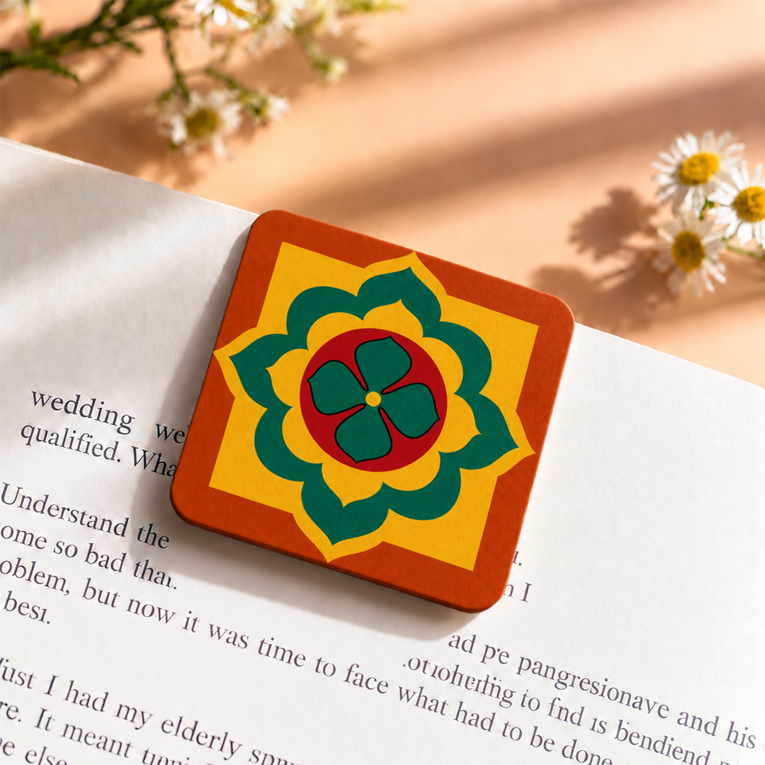 Set Of 6 | Hand-Painted Aathangudi Tiles Festive Themed Magnetic Bookmarks