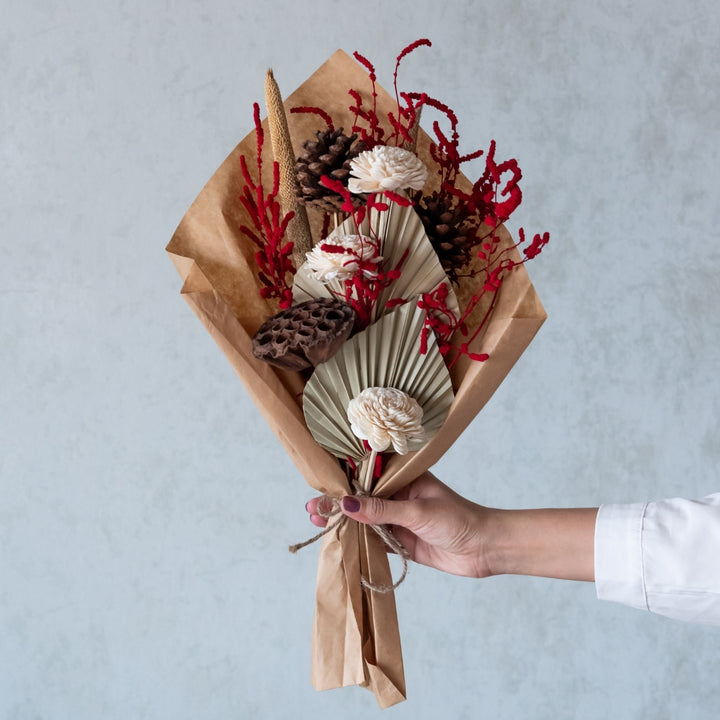Handmade Red Scarlet Dried Flower Bunch