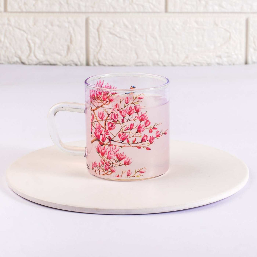 Borosilicate Glass Tea Cups with Delicate Prints I 190 ML
