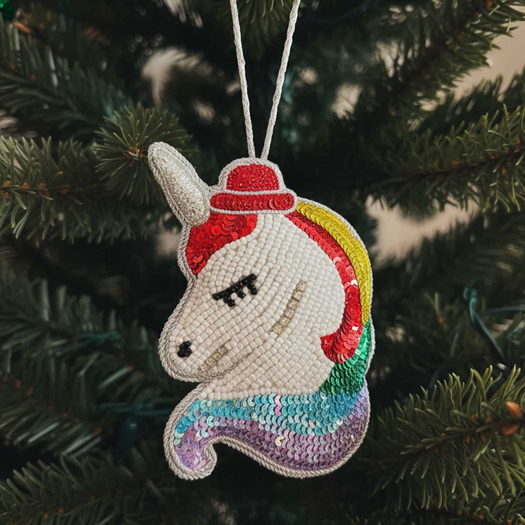 Premium Unicorn Design Sequin Zardozi Ornament