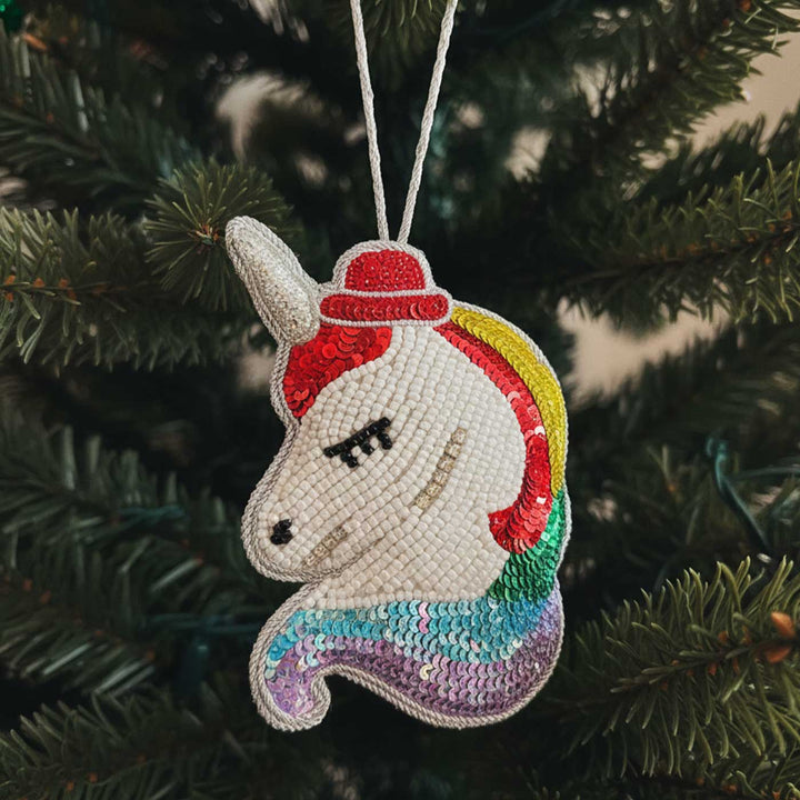 Premium Unicorn Design Sequin Zardozi Ornament