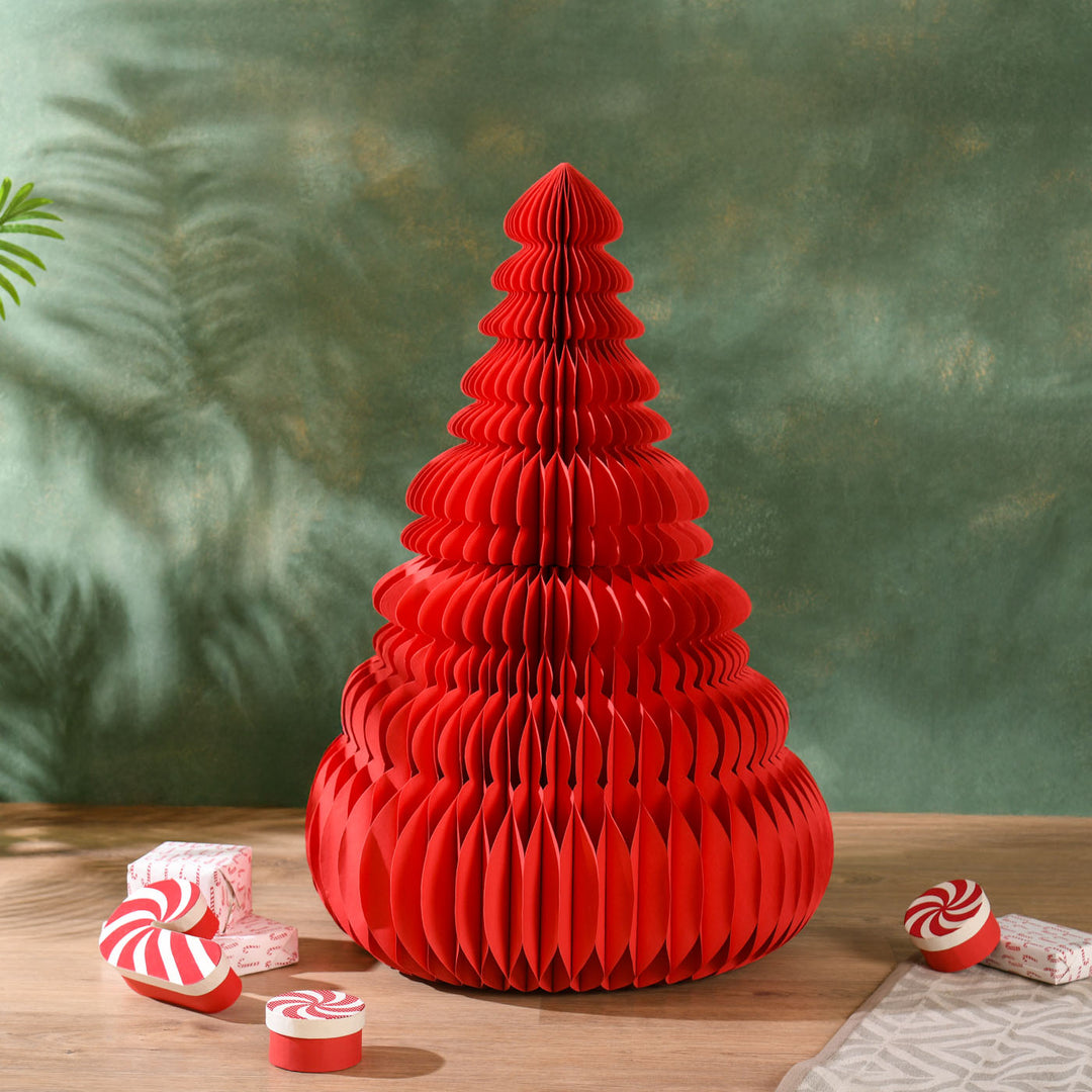 3 Feet | Handmade Paper Red Christmas Tree