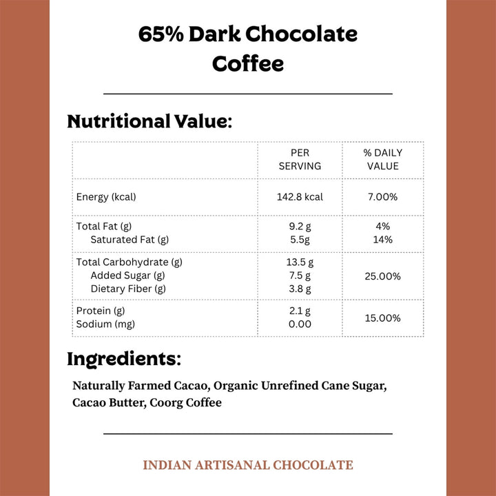 Vegan & Gluten Free | 65% Dark Chocolate with Coffee