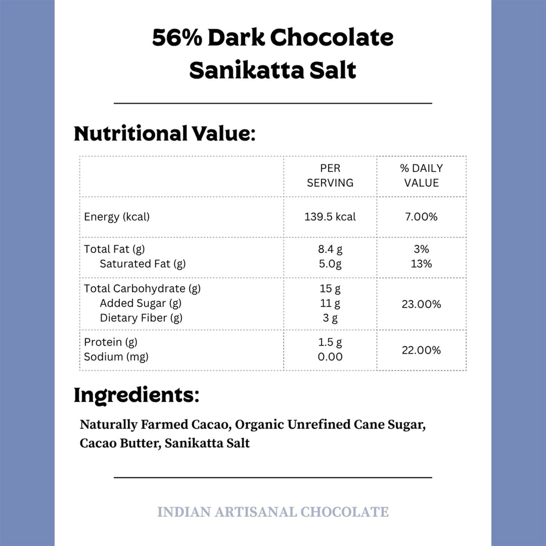 Vegan & Gluten Free | 57% Dark Chocolate with Sanikatta Salt