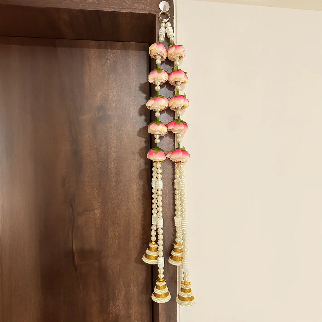 Handmade Decorative Pink Peonies & Moti Hanging