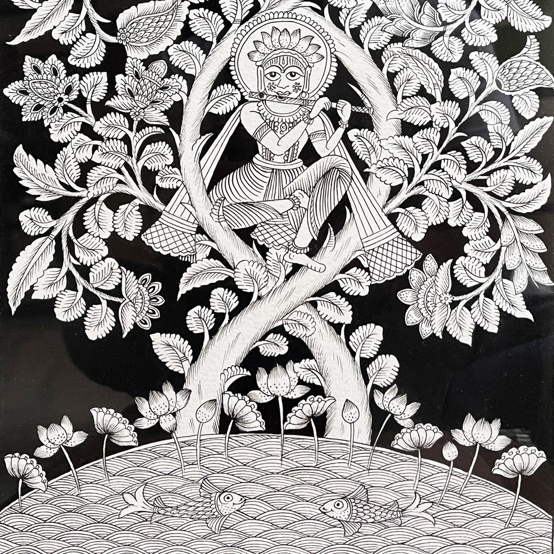 15 X 11 Inch | Krishna Tree of Life Paper Phad Painting