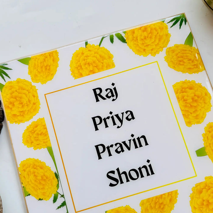 Personalized Marigold Theme Resin Name Plate