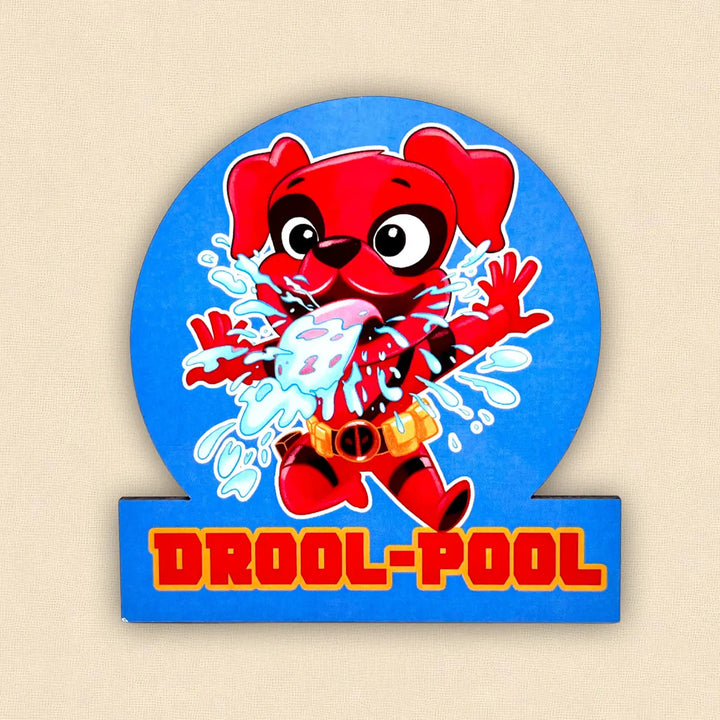Printed Dog Theme "Drool Pool" MDF Wood Fridge Magnet