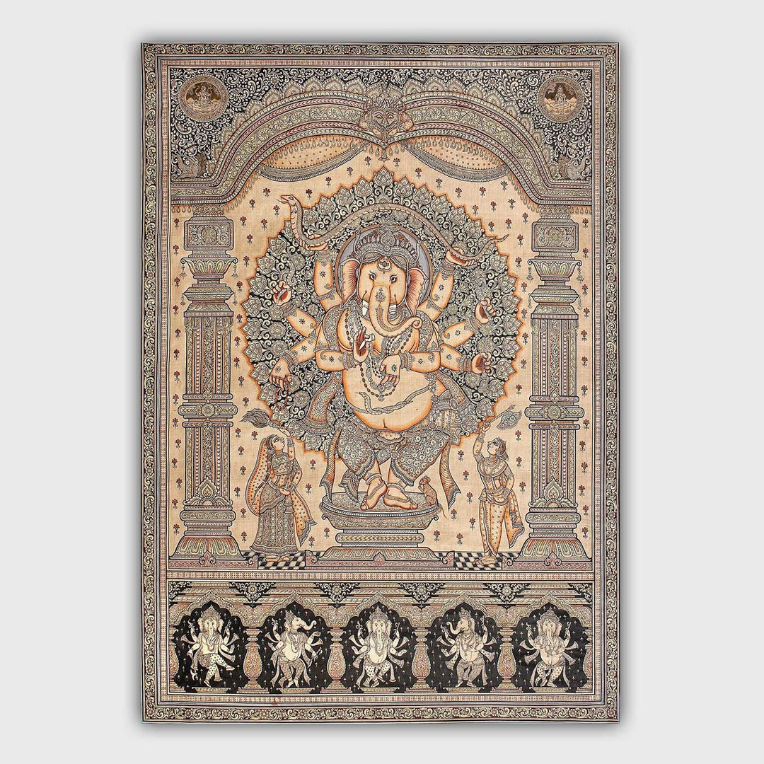 48 X 36 Inch | Handmade Silk Ganesha Painting