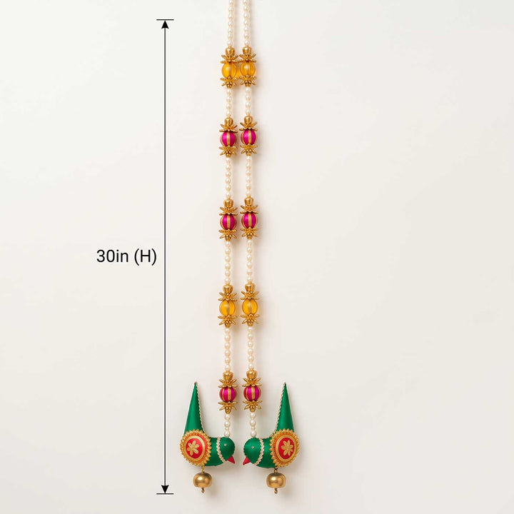 2 pc | Handcrafted Chidiya Gota Patti Bird Door Hangings with Ghungroo