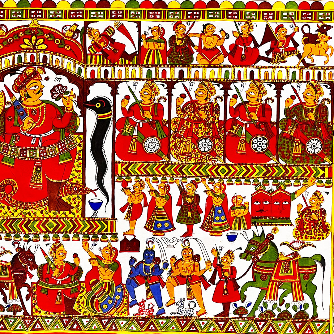 35 X 64 Inch | Story of Devnarayan ji Paper Phad Painting