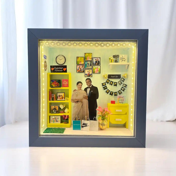 12 x 12 Inches | Photo Personalized Handmade Birthday Theme MDF Wood Decorative Plaque With Lights