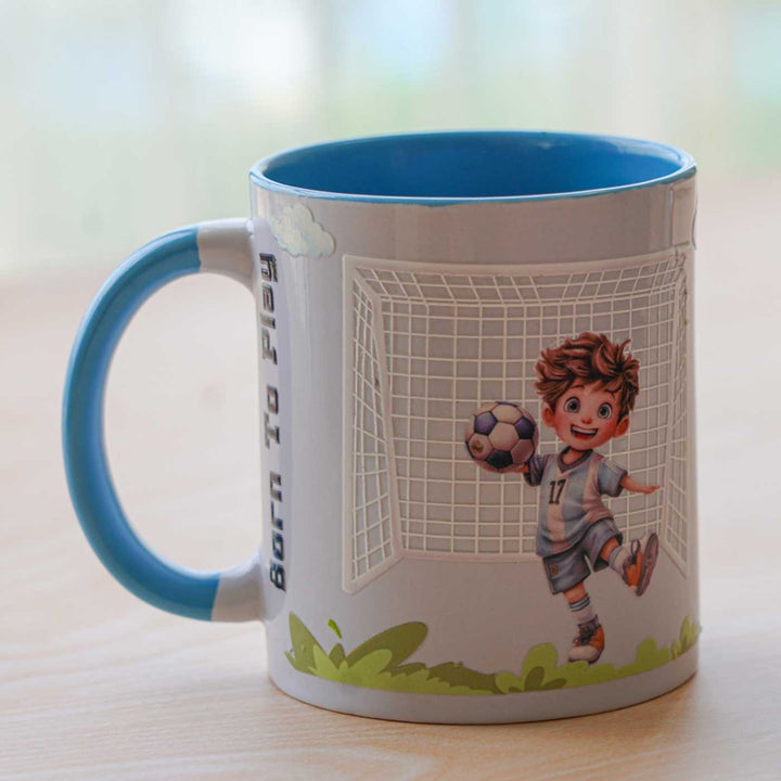 Handmade Glazed Ceramic "Football" Theme Illustrated Mug For Kids
