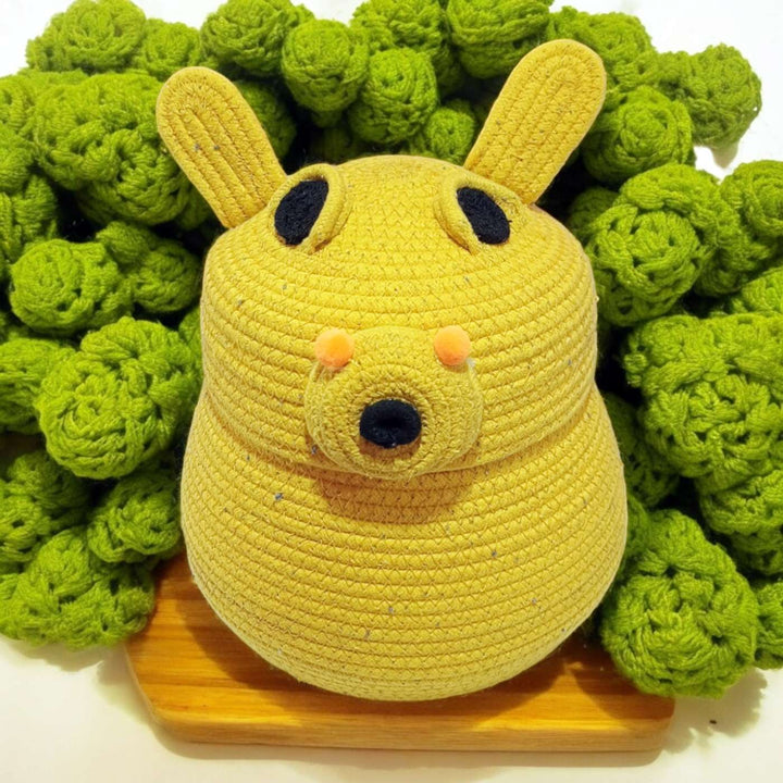 Handmade Coil Basketry Cute Pig Theme Cotton Rope Basket For Kids
