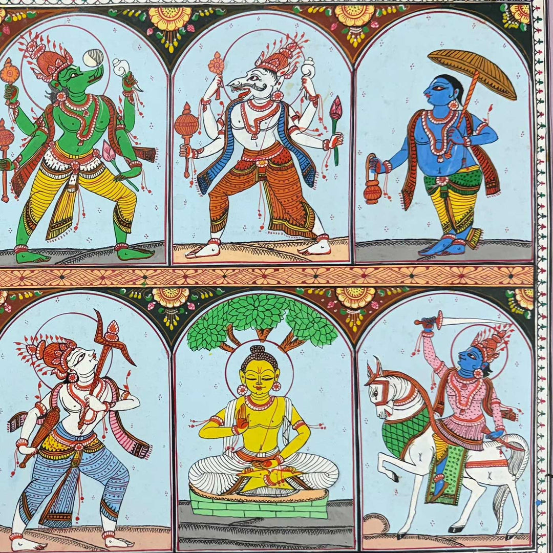 18 X 30 Inch | Handmade Canvas Dashavataar Painting