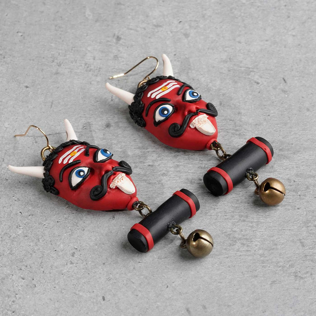 Handmade Polymer Clay Drishti Bommai Design Earrings