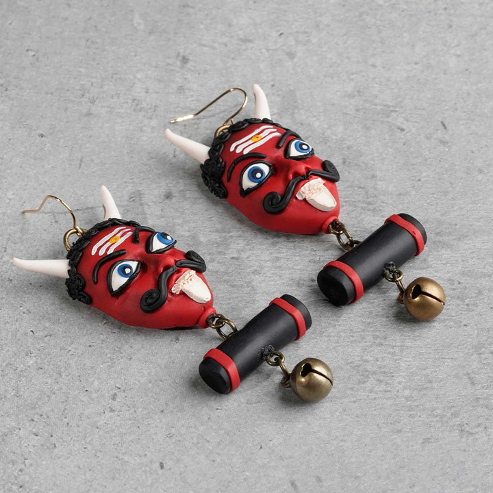 Handmade Polymer Clay Drishti Bommai Design Earrings