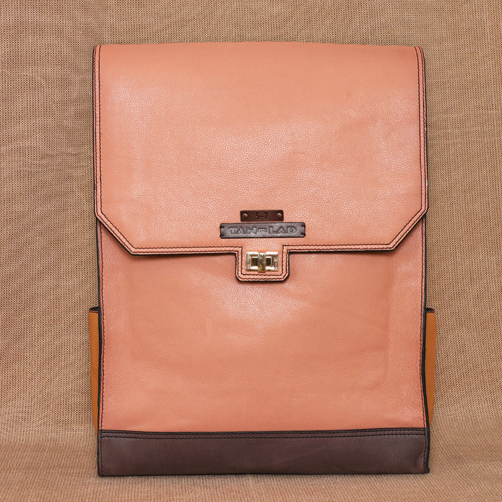 Personalized Peach Emily Leather Backpack