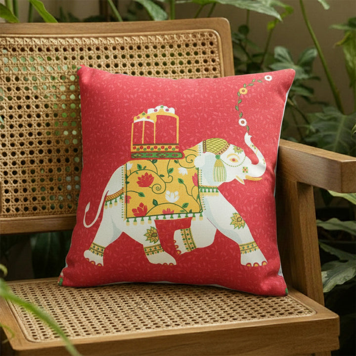 16 Inch | Printed Royal Elephant Cushion Cover