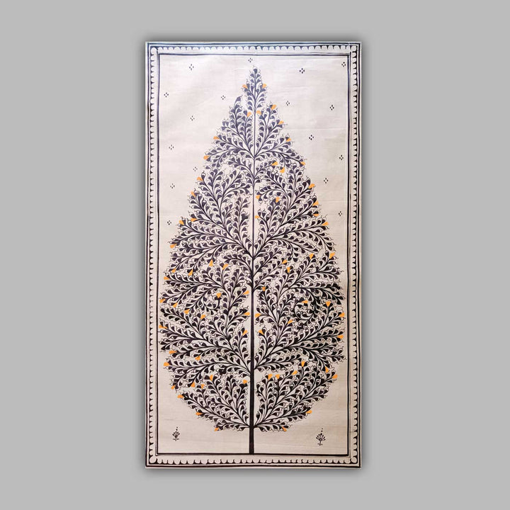 11 X 19 Inch | Handmade Tussar Silk Tree Of Life Painting