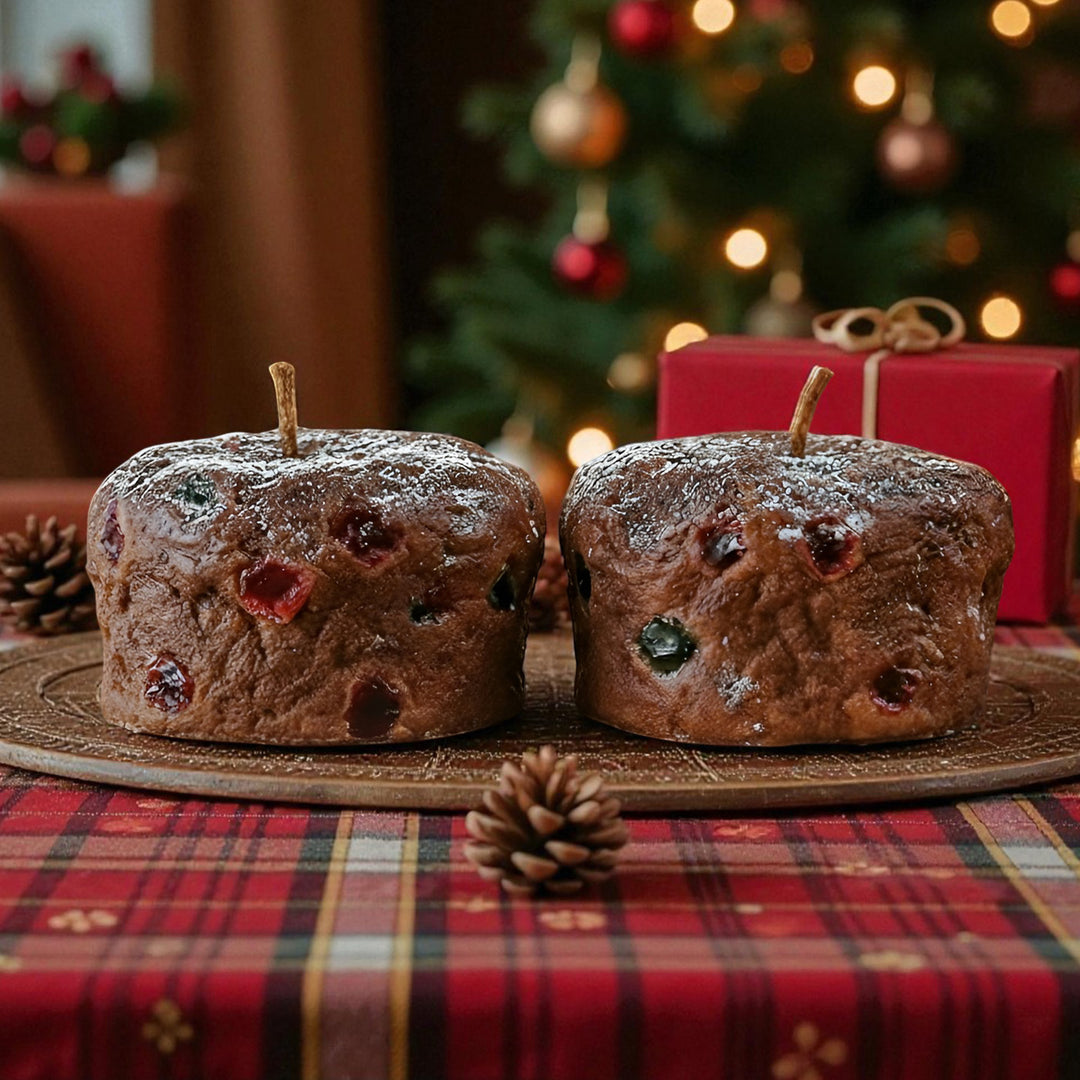 Handmade Realistic Plum Cake Soy Wax Candle For Christmas Decoration