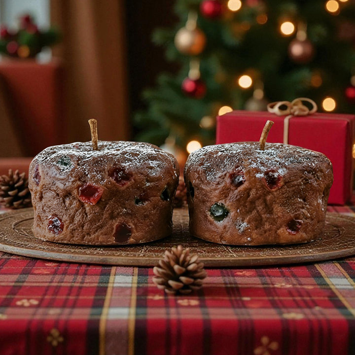 Handmade Realistic Plum Cake Soy Wax Candle For Christmas Decoration