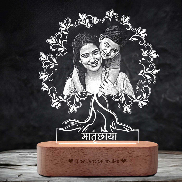 Photo Personalized "Matruchaya" Engraved Acrylic Lamp For Mothers