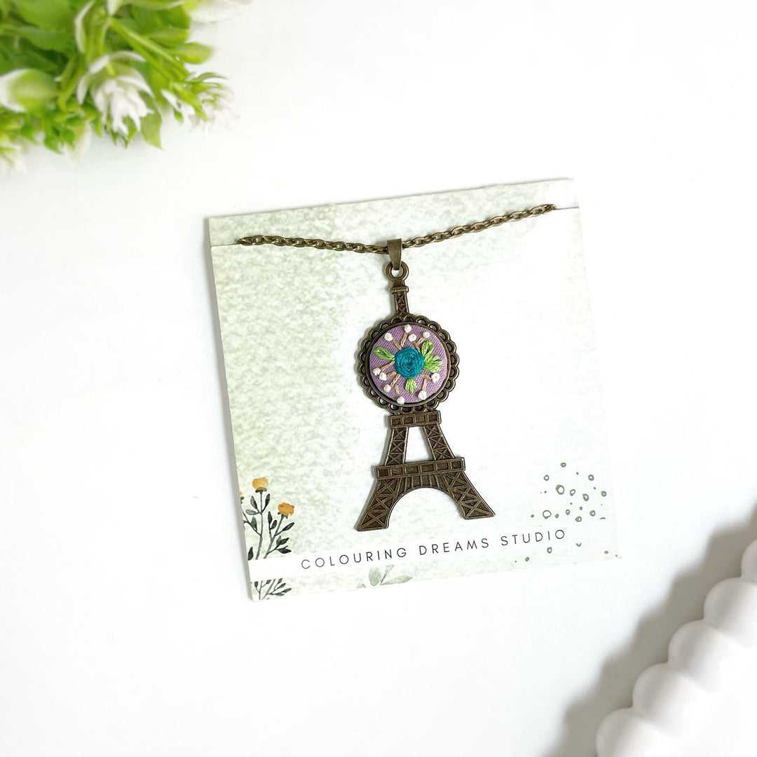 Hand Embroidered Love In Loops Antique Finish Necklace
