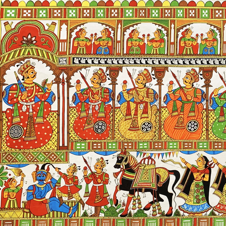 28 X 60 Inch | Story of Pabuji Paper Phad Painting