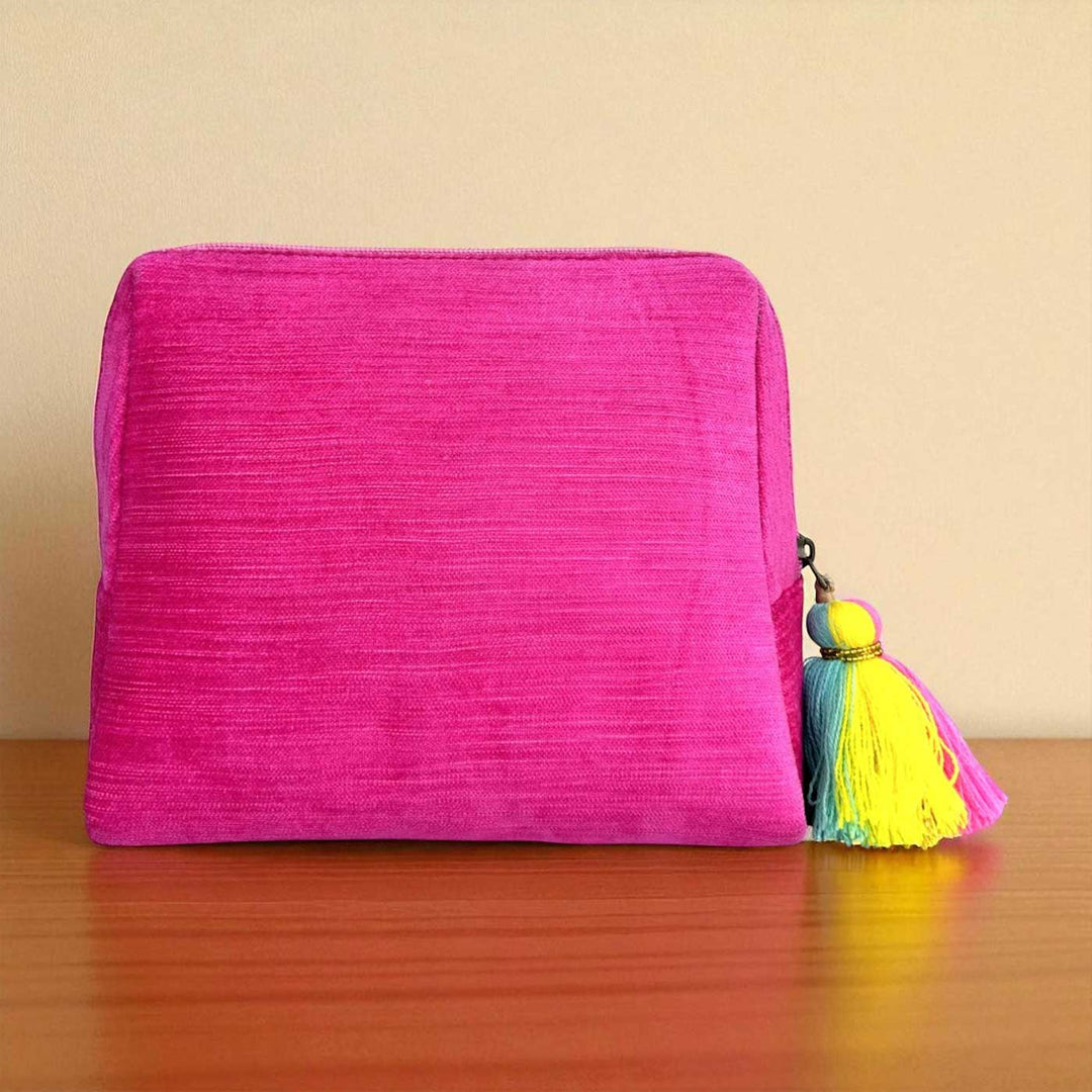 Handmade Embroidered Be Yourself Pink Color Pouch
