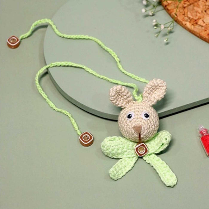 Handmade Crochet Hunny Bunny Kids Lumba Rakhi With Roli Chawal - Front View (4)