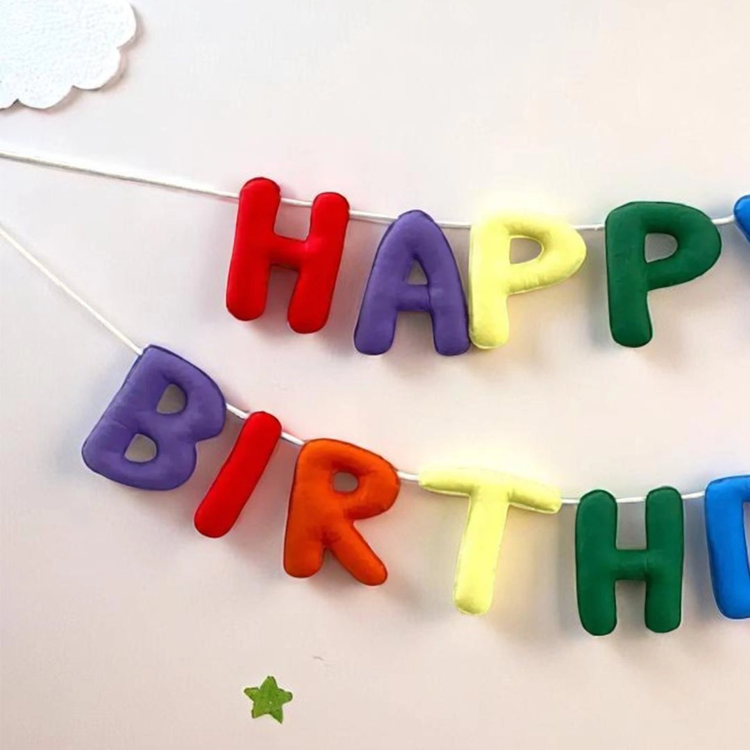 Handmade Stuffed Design Felt Happy Birthday Bunting