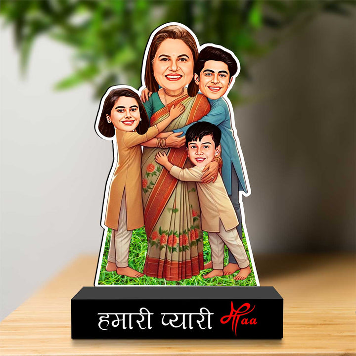 Photo Personalized "Hamari Pyaari Maa" MDF Wood Caricature Cutout For Mothers