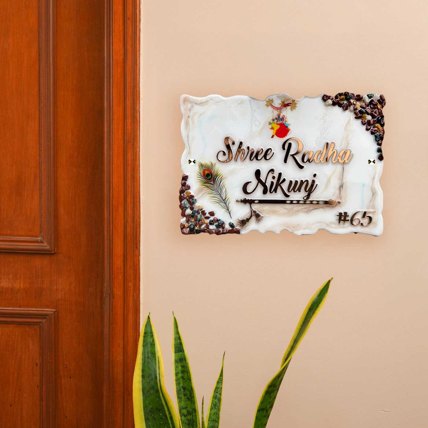 Buy Personalized White & Brown Resin & Acrylic Waterproof Name