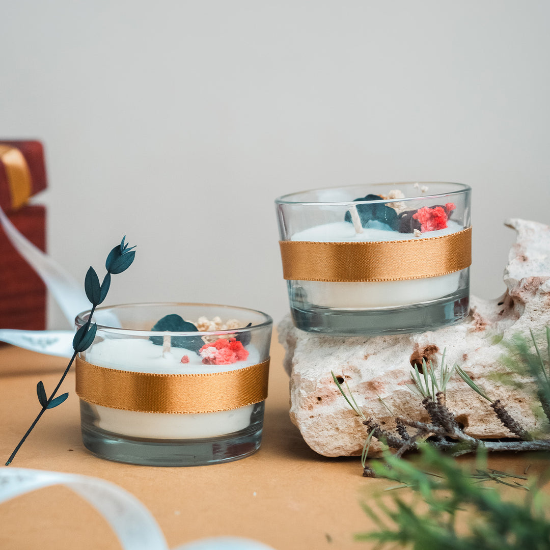 3 inch | Handmade Floral Glass Jar Candle For Decoration