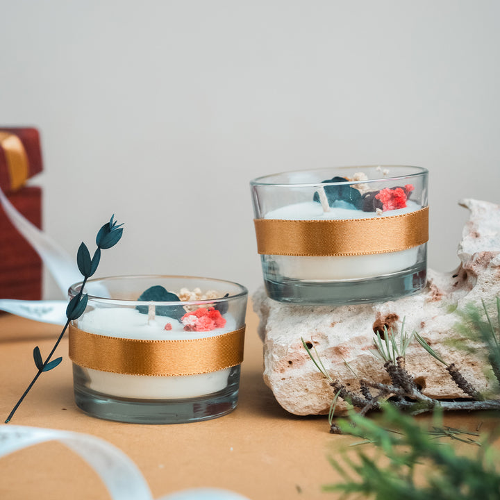 3 inch | Handmade Floral Glass Jar Candle For Decoration