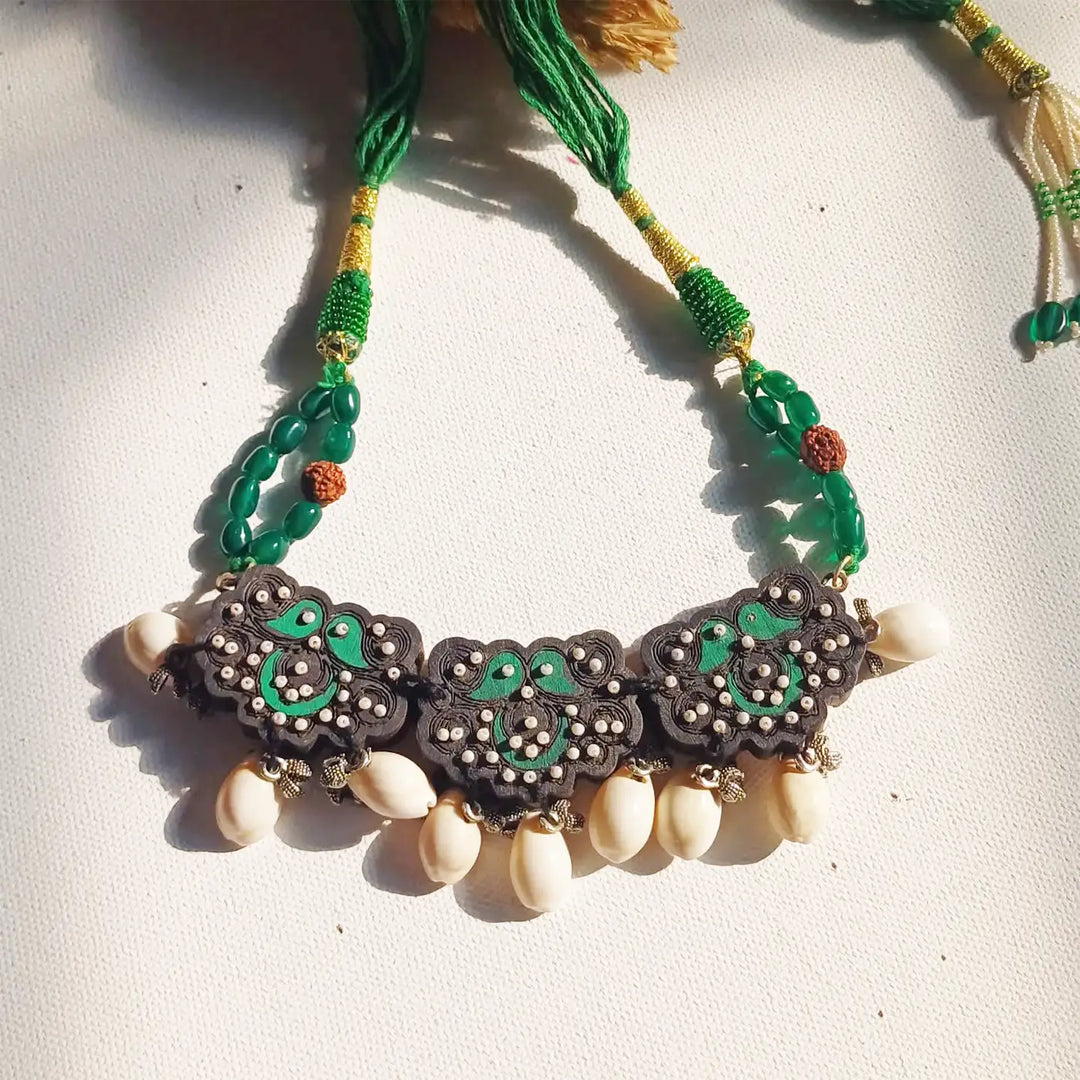 Handmade Black & Green Kodi Wooden Necklace