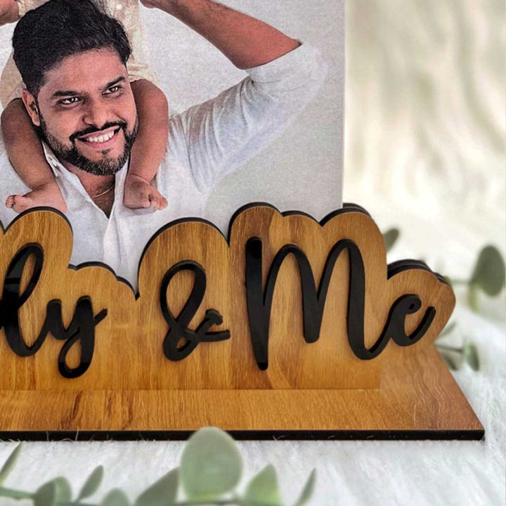 Photo Personalized Laser Cut "Daddy & Me" Wooden Decorative Plaque For Fathers