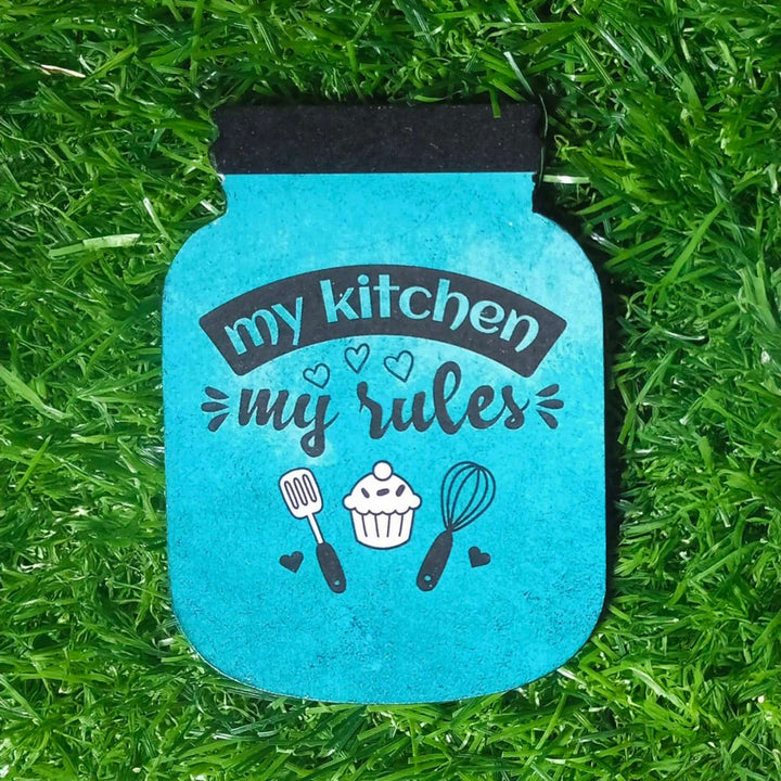 Handmade Decoupage My Kitchen My Rules Blue MDF Wood Decorative Plaque