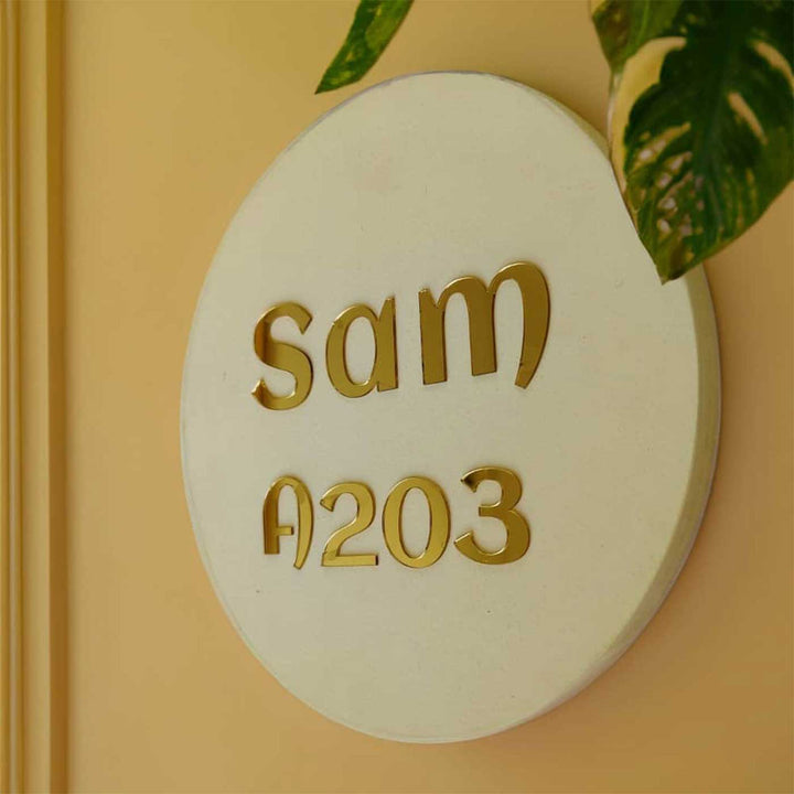 Personalized Minimal Ivory MDF Wood Name Plate
