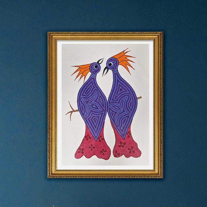 11 x 16 Inch | The Royal Birds | Original Hand Painted Bhill Painting | Acrylic Paints On Paper