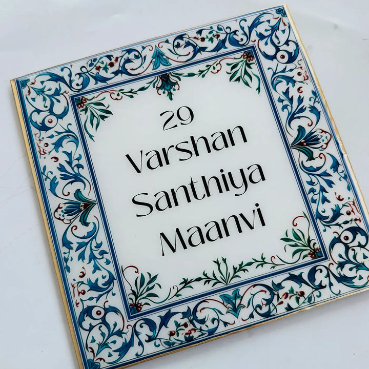 Personalized Blue & White Vintage Resin Name Plate