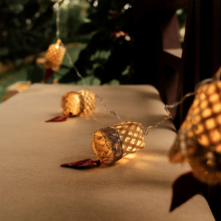 3m, 10 Bulbs | Bell Shaped Eco-Friendly Handmade Woven Bamboo LED Fairy Light
