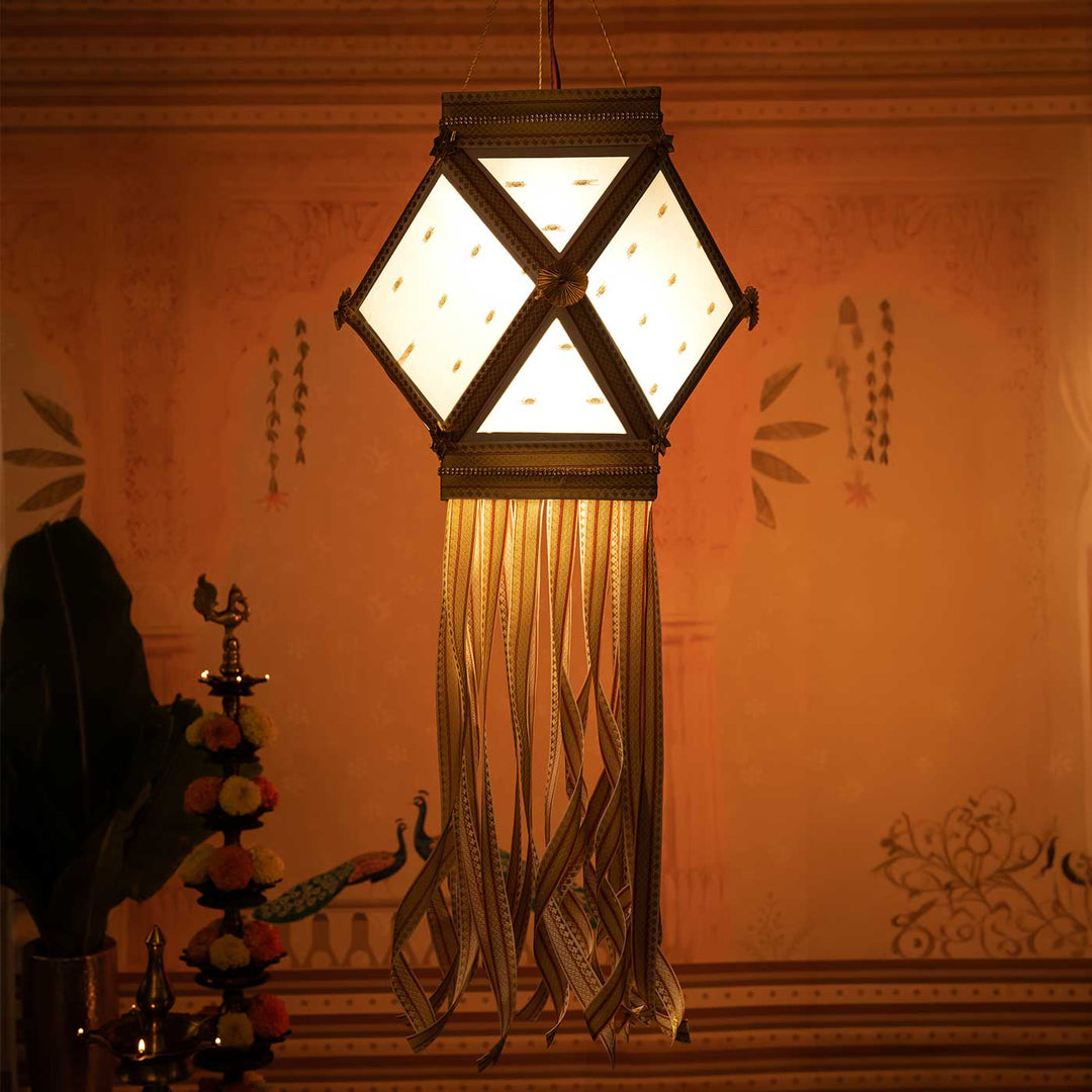 Handmade Decorative Nirmal Chanderi Premium Silk Fabric Akash Kandil/Lantern